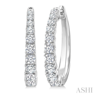 Graduated Diamond Fashion Hoop Earrings