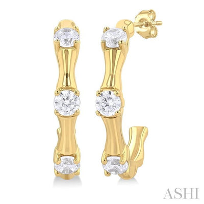 Petite Diamond Fashion Bamboo Half Hoop Earrings