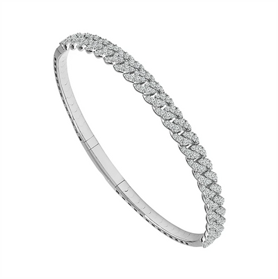Diamond Cuban Style Bangle Bracelet