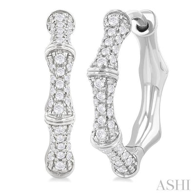 Petite Diamond Bamboo Huggie Fashion Earrings