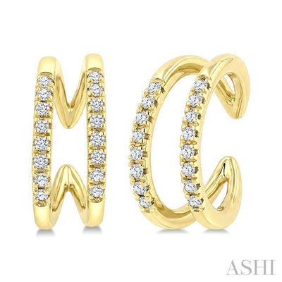 Petite Diamond Fashion Huggie Cuff Earrings