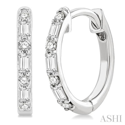 Baguette Petite Diamond Fashion Huggie Earrings