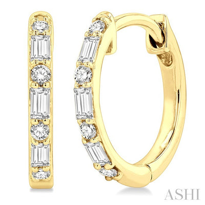 Baguette Petite Diamond Fashion Huggie Earrings