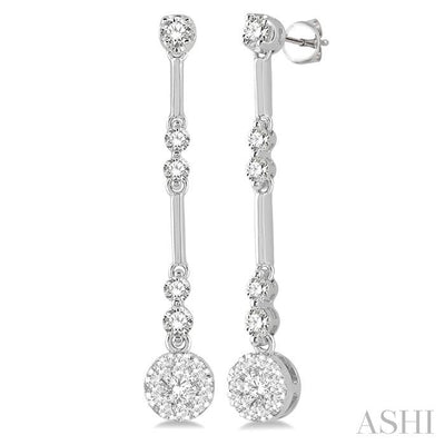 Round Shape Lovebright Diamond Long Earrings