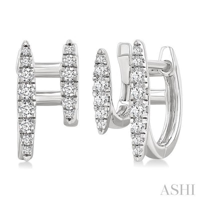 Double Row Petite Diamond Huggie Fashion Earrings
