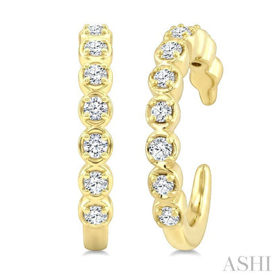 Petite Diamond Fashion Huggie Cuff Earrings