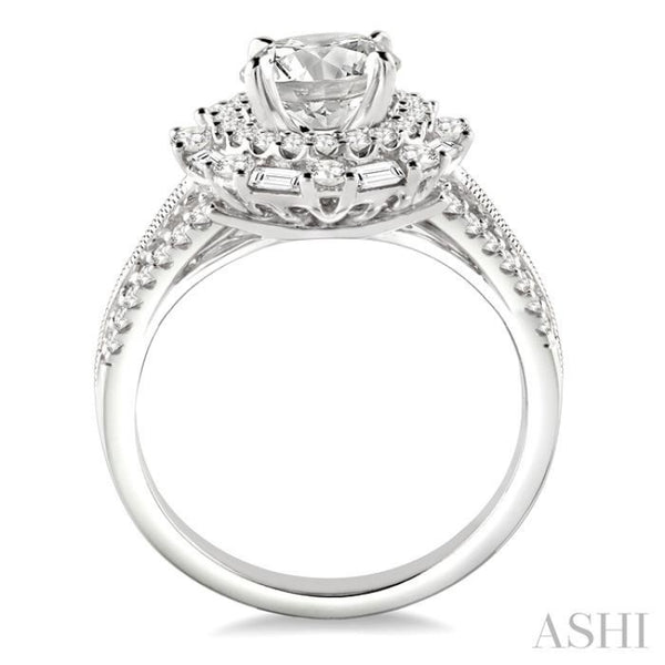 1 1/10 Ctw Diamond Semi-Mount Engagement Ring in 14K White