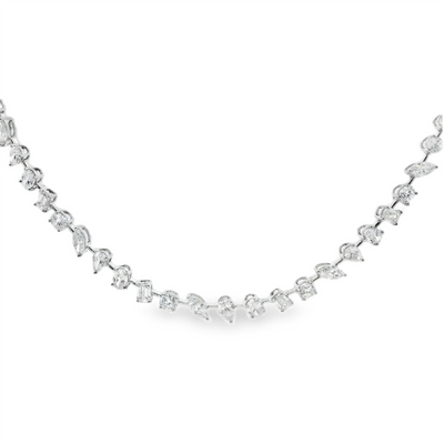 Mixed Shape Diamond Tennis Necklace