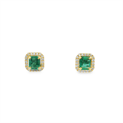 Emerald & Diamond Stud Earrings