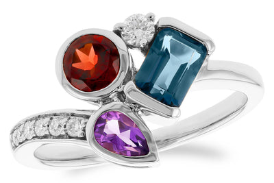 Garnet, Amethyst & London Blue Topaz Fashion Ring