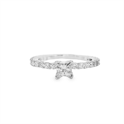 Princess Diamond Straight Band Engagement Ring