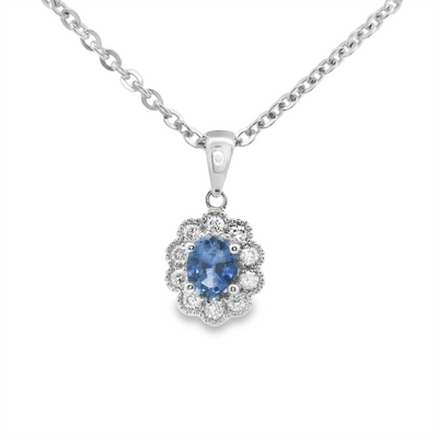 Sapphire & Diamond Floral Pendant