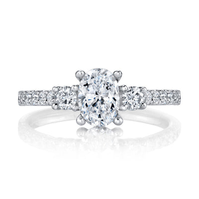 Oval Diamond Three Stone Engagement Ring