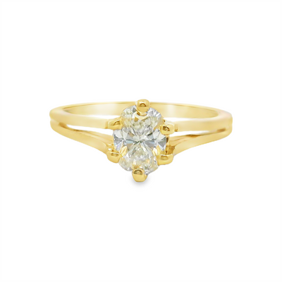 Oval Diamond Split Shank Solitaire Engagement Ring