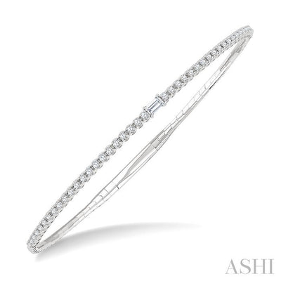 Diamond Halfway Baguette Center Flex Bangle