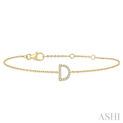 Block 'D' Initial Diamond Chain Bracelet
