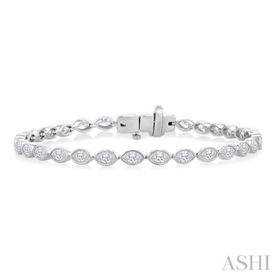 Marquise Shape East-West Bezel Set Diamond Tennis Bracelet