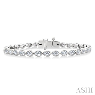 Pear Shape East-West Bezel Set Diamond Tennis Bracelet