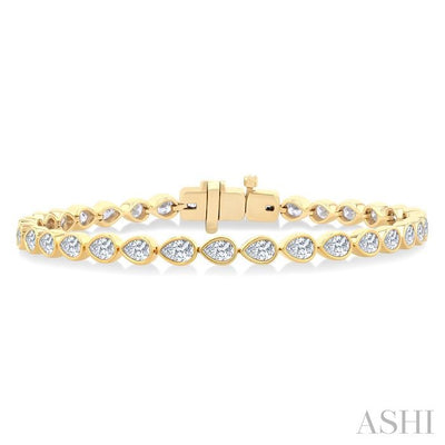 Pear Shape East-West Bezel Set Diamond Tennis Bracelet