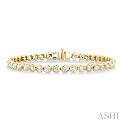 Round Shape Bezel Set Diamond Tennis Bracelet
