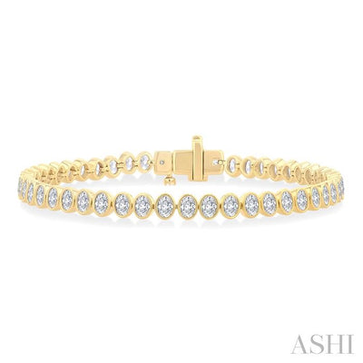 Oval Shape North-South Bezel Set Diamond Tennis Bracelet