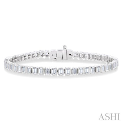 Emerald Shape North-South Bezel Set Diamond Tennis Bracelet