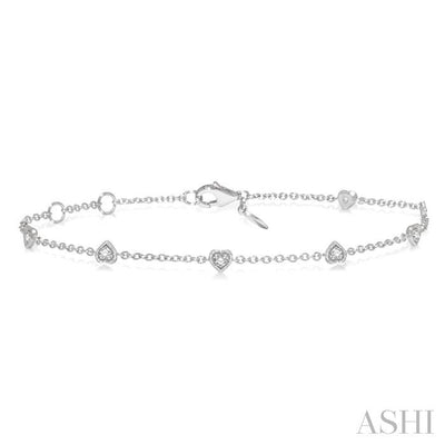 Heart Shape Diamond Station Chain Bracelet