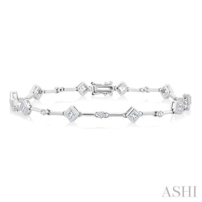Princess Shape Bezel Set Diamond Bracelet