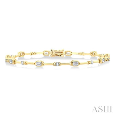 Emerald Shape Bezel Set Diamond Bracelet