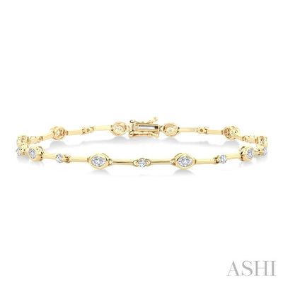 Oval Shape Bezel Set Diamond Bracelet