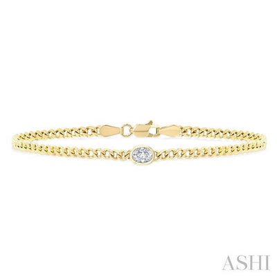 Oval Shape Curb Diamond Fashion Bracelet