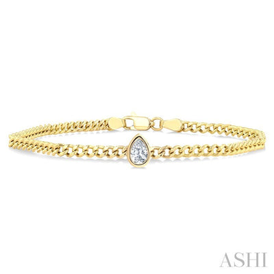 Pear Shape Curb Diamond Fashion Bracelet