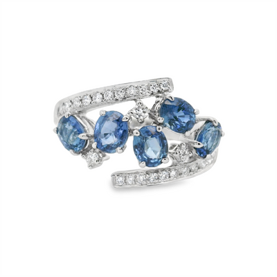 Sapphire & Diamond Bypass Fashion Ring