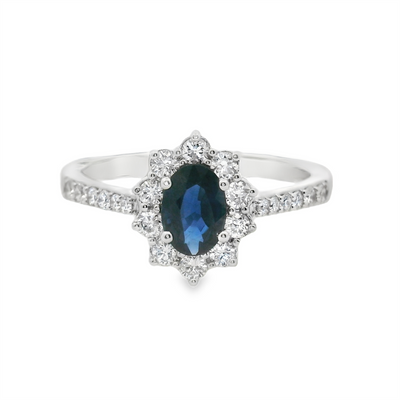Sapphire & Diamond Halo Fashion Ring