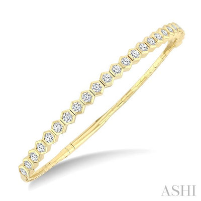 Hexagon Shape Diamond Straight Flex Bangle