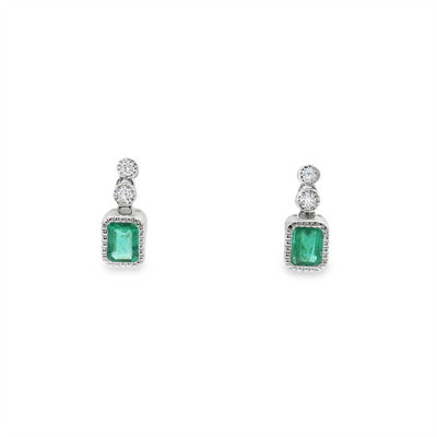 Emerald & Diamond Drop Earrings