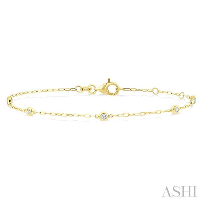 Round Shape Paperclip Diamond Station Chain Bracelet