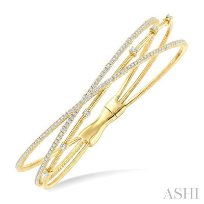 Triple Row Diamond Flex Bangle