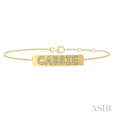 Block 'CASSIE' Diamond Nameplate Chain Bracelet