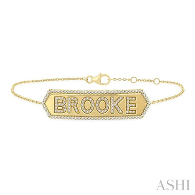 Block 'BROOKE' Diamond Nameplate Chain Bracelet