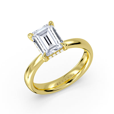 Emerald-Cut Diamond Hidden Halo Engagement Ring