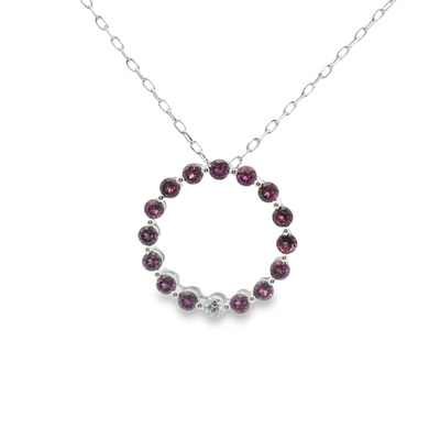 Rhodolite Garnet & Diamond Circle Pendant