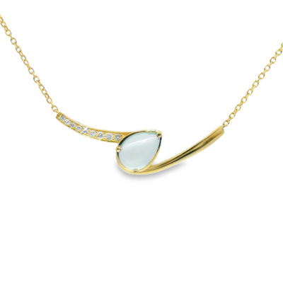 Cabochon Aquamarine & Diamond Necklace