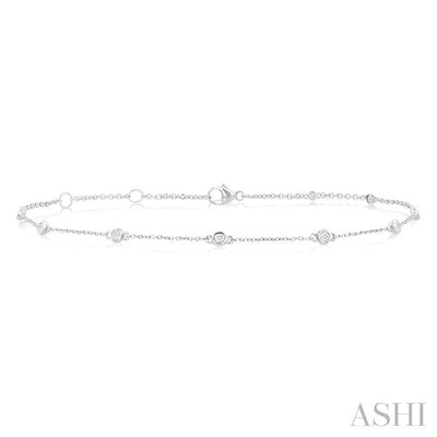 Bezel Set Diamond Station Chain Anklet