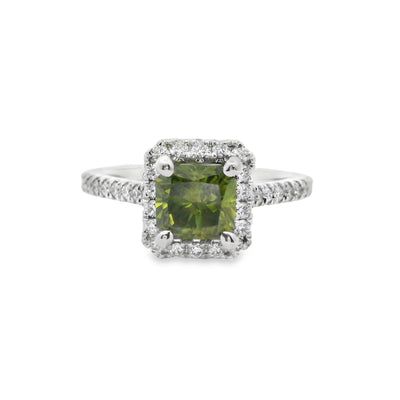Radiant-cut Diamond Halo Engagement Ring