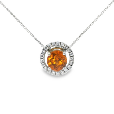 Mandarin Garnet & Diamond Pendant
