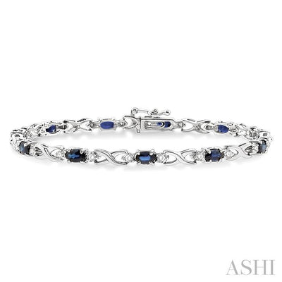 Oval Shape Gemstone & Diamond Bracelet