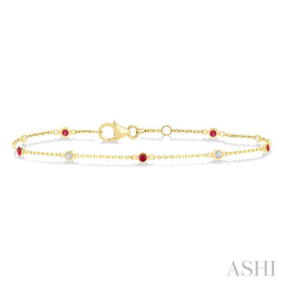 Alternate Gemstone & Diamond Station Chain Bracelet