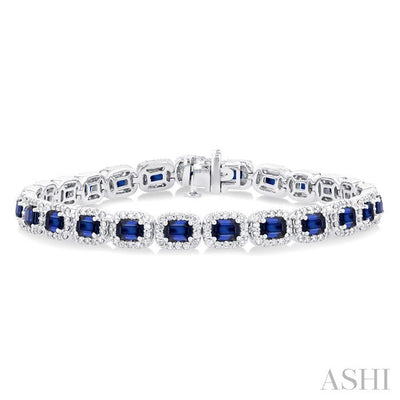 Emerald Shape Gemstone & Halo Diamond Bracelet