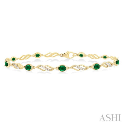 Oval Shape Gemstone & Diamond Bracelet